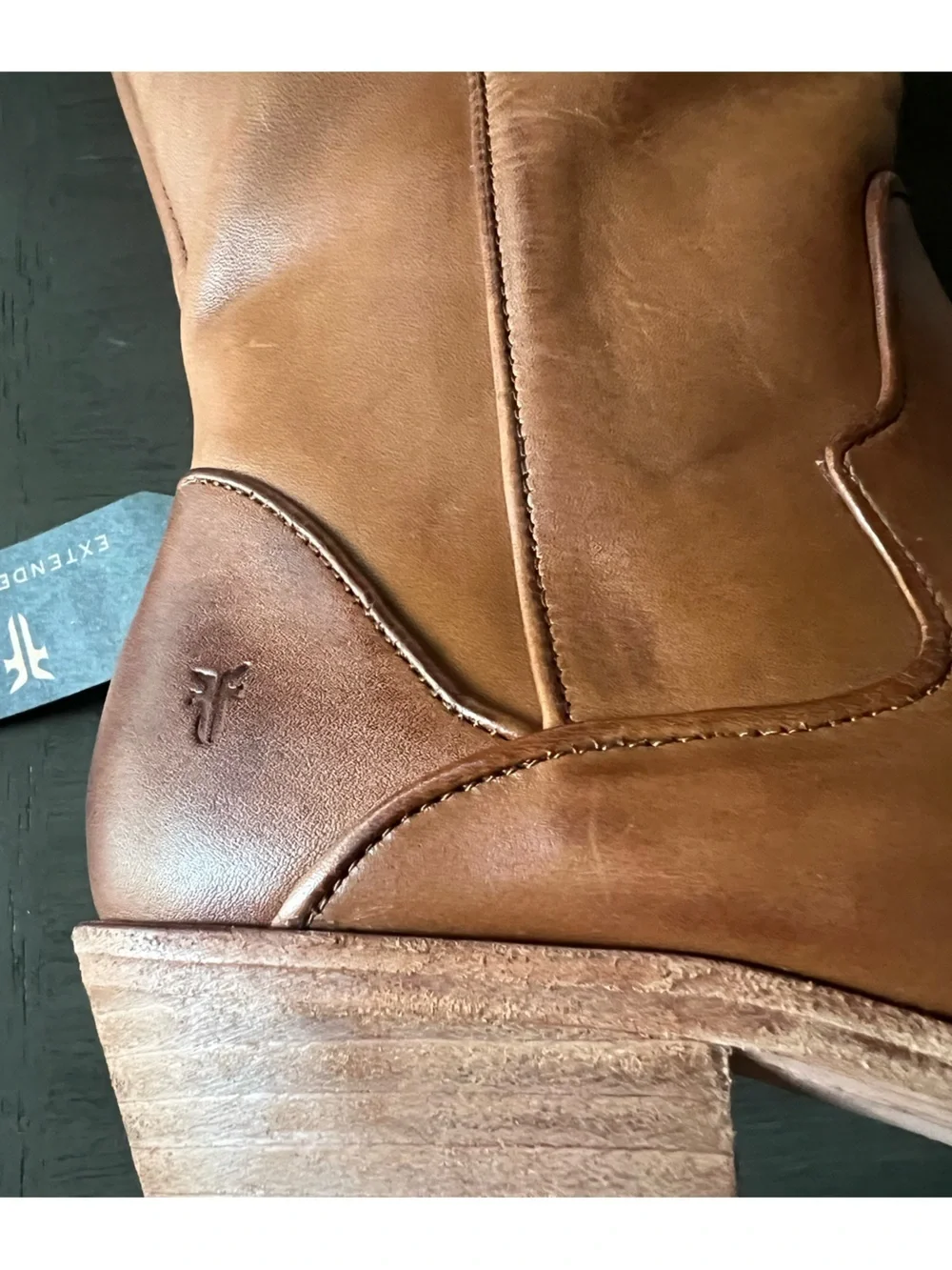 Frye Carson Piping BrownLeather Tall Knee High, Extended Calf.  Size 8